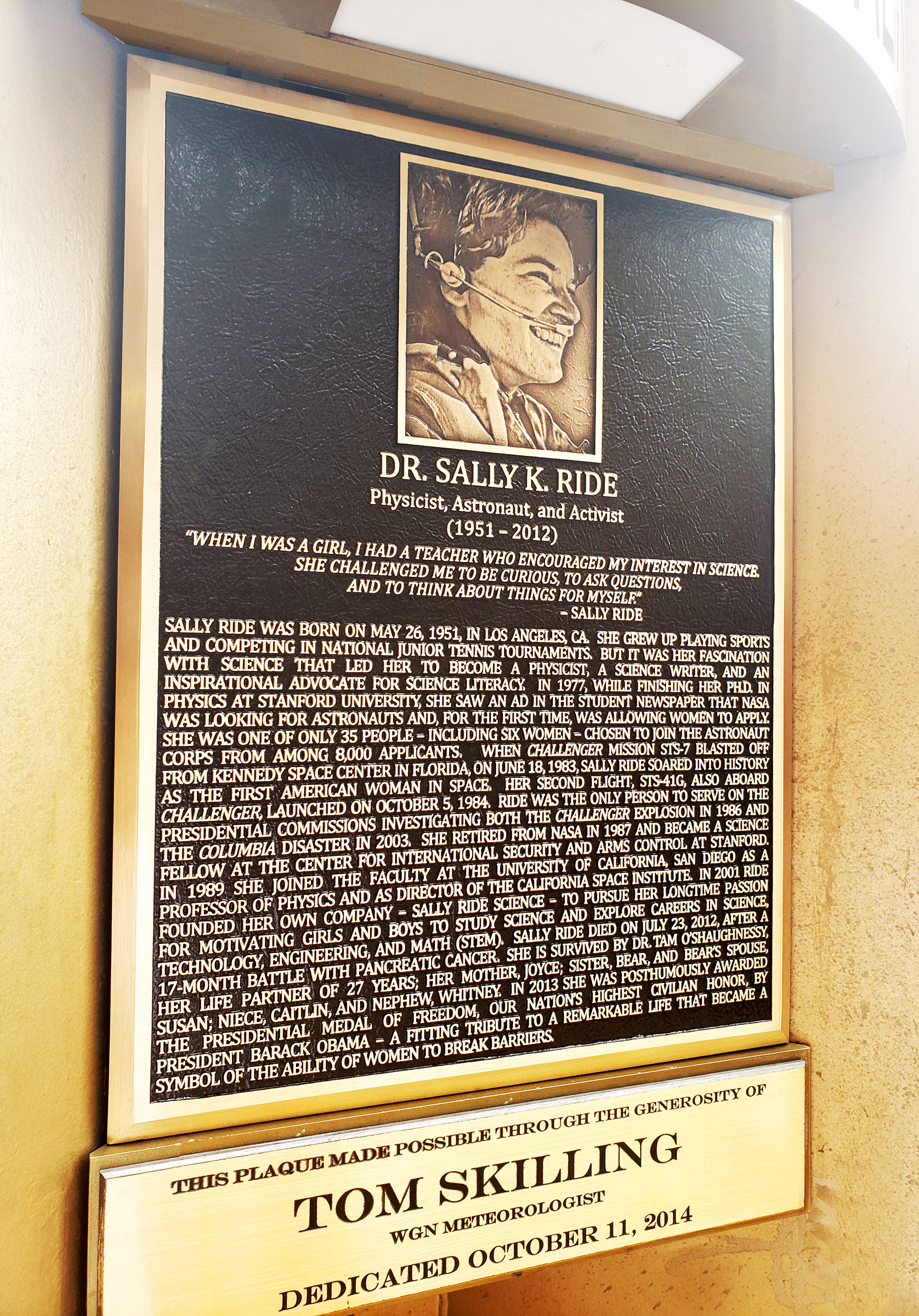 Dr. Sally Ride Bronze Memorial